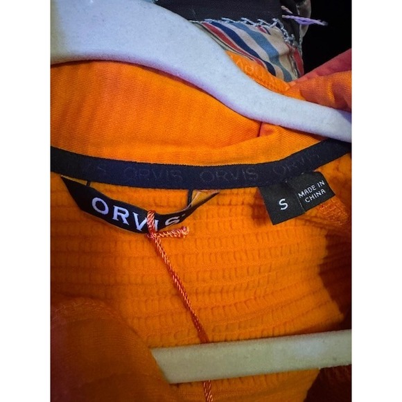 NEW Orvis Horseshoe Hills Fleece 1/4 Zip Long Sleeve Shirt Size SMALL Orange - Picture 12 of 12